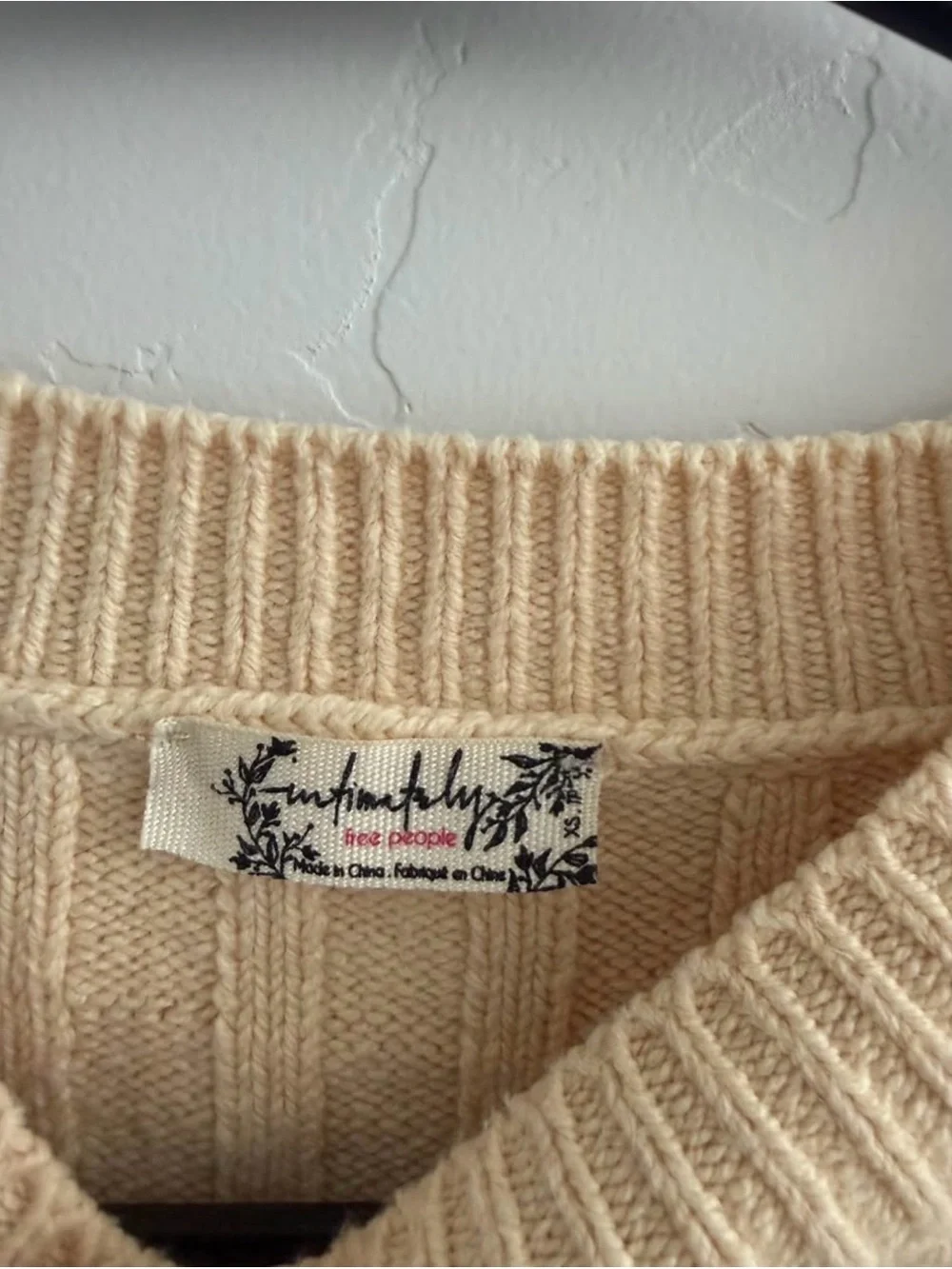 Free People Cream Cable Knit Short Sleeve Sweater - Women